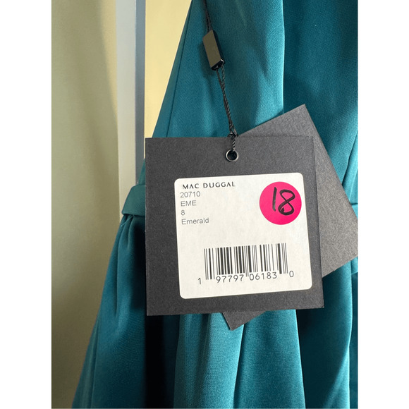 Mac Duggal NWT High Neck Bow Detail Mini Dress in Emerald Size 8 - Picture 7 of 10